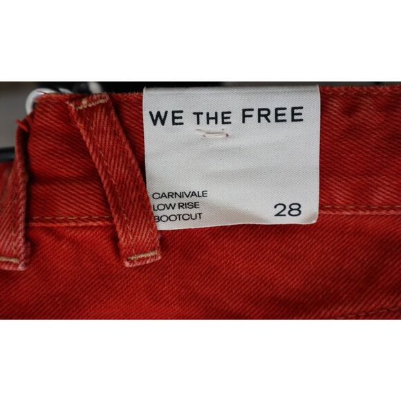 We The Free x FP OB2152895 Women Sz 28 Red Carnivale Low Rise Bootcut Jeans - Picture 4 of 10